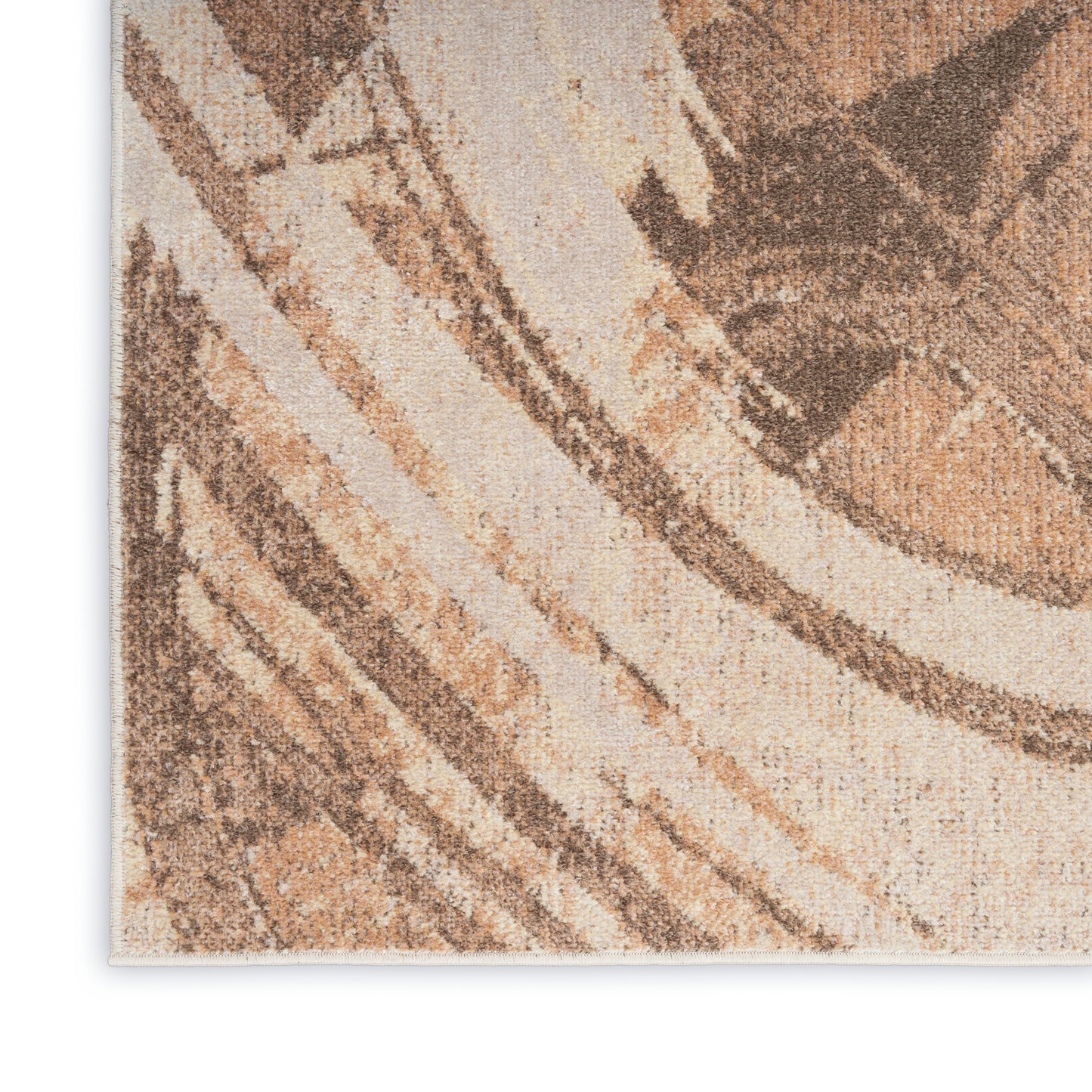 Nourison Astra Machine Washable 2'2" x 8' Beige Modern Indoor Rug