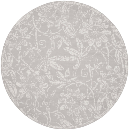 Nourison Whimsicle 5' x Round Grey Farmhouse Indoor Rug