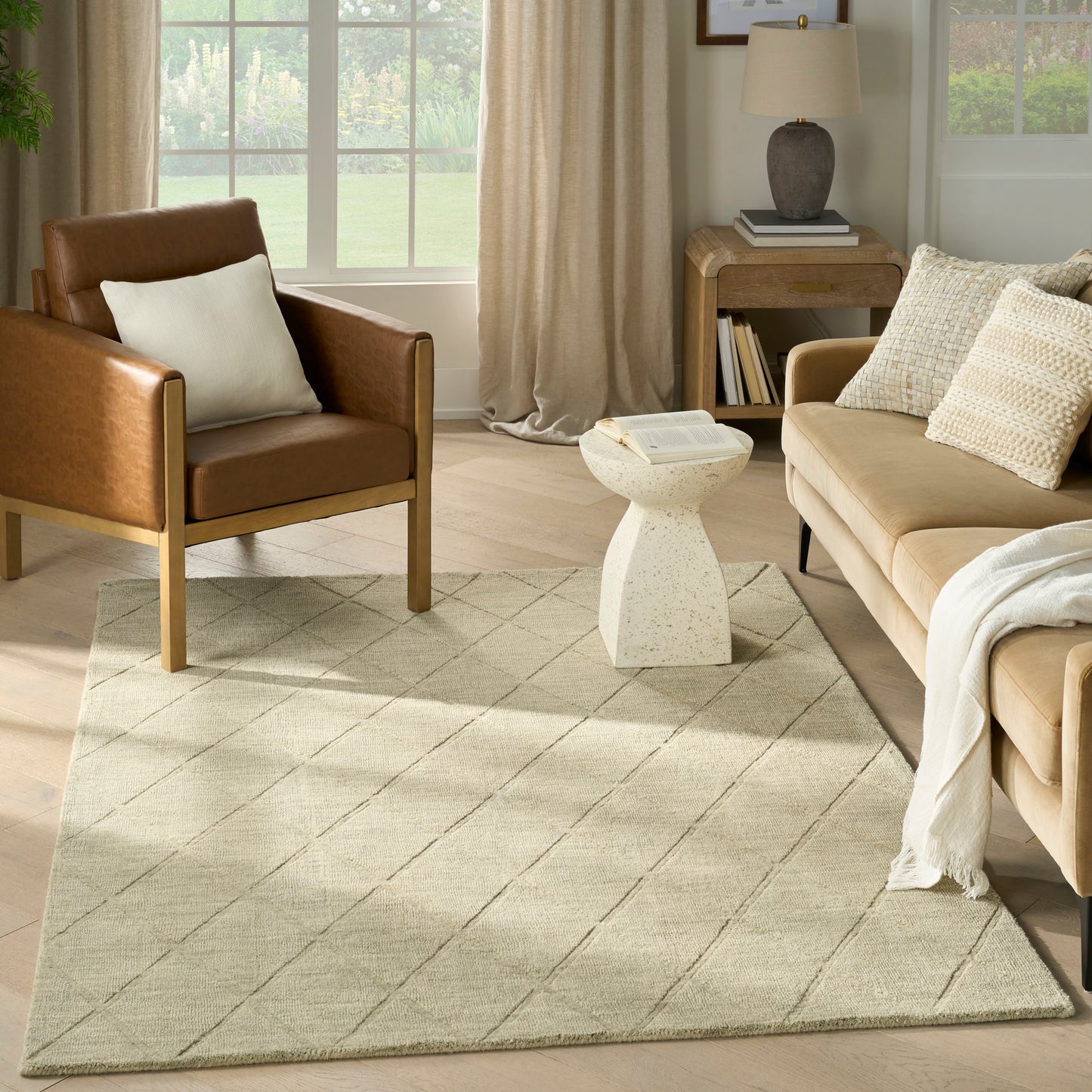 Nourison Wool Haven 5'3" x 7'3" Sage Modern Indoor Rug