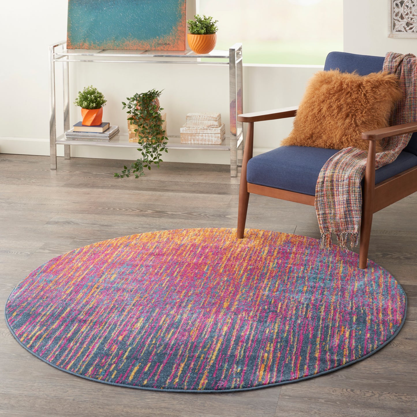 Nourison Passion 4' x Round Multicolor Modern Indoor Rug