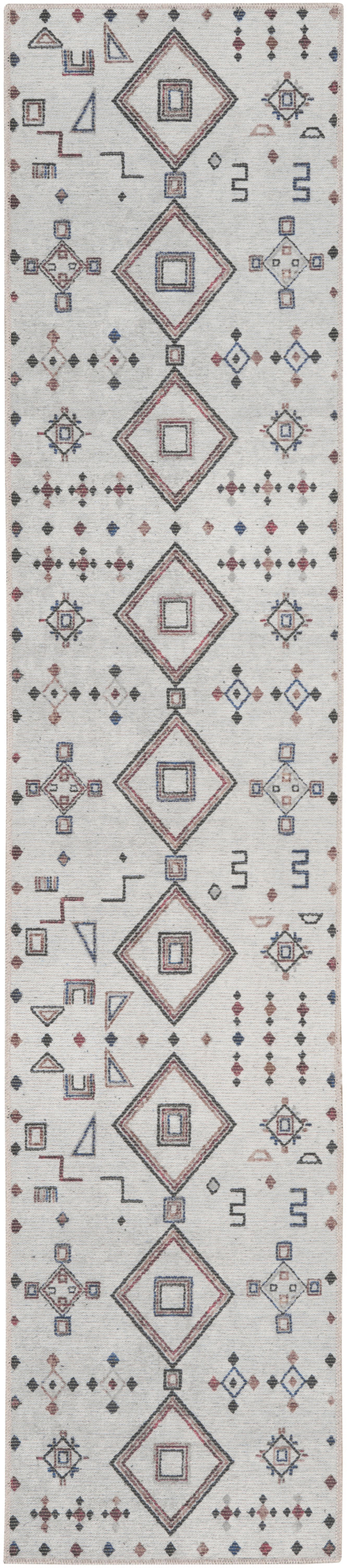 Nicole Curtis Machine Washable Series 1 2'2" x 8' Ivory/Multi Bohemian Indoor Rug