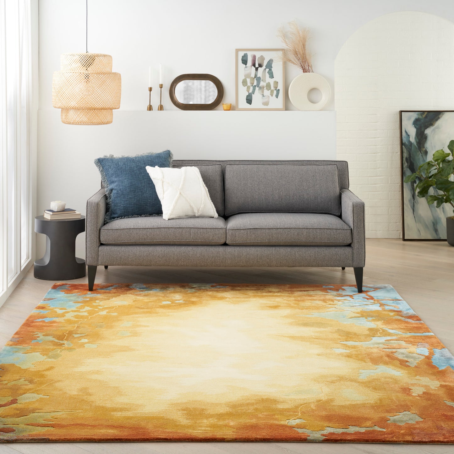 Nourison Prismatic 7'9" x 9'9" Gold Multicolor Modern Indoor Rug