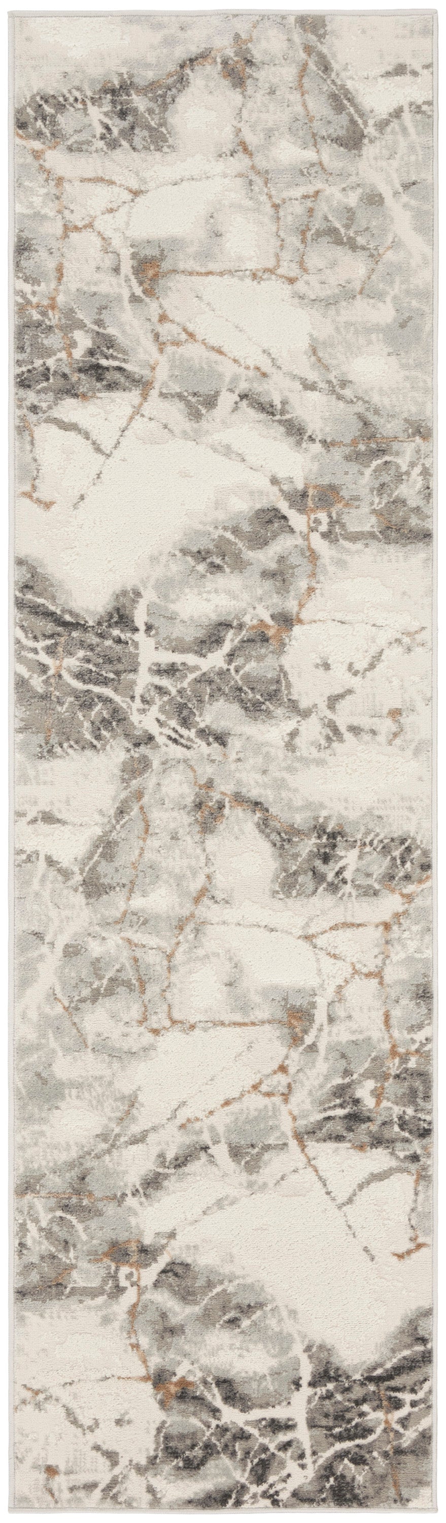 Nourison Elation 2'3" x 7'6" Ivory Grey Modern Indoor Rug