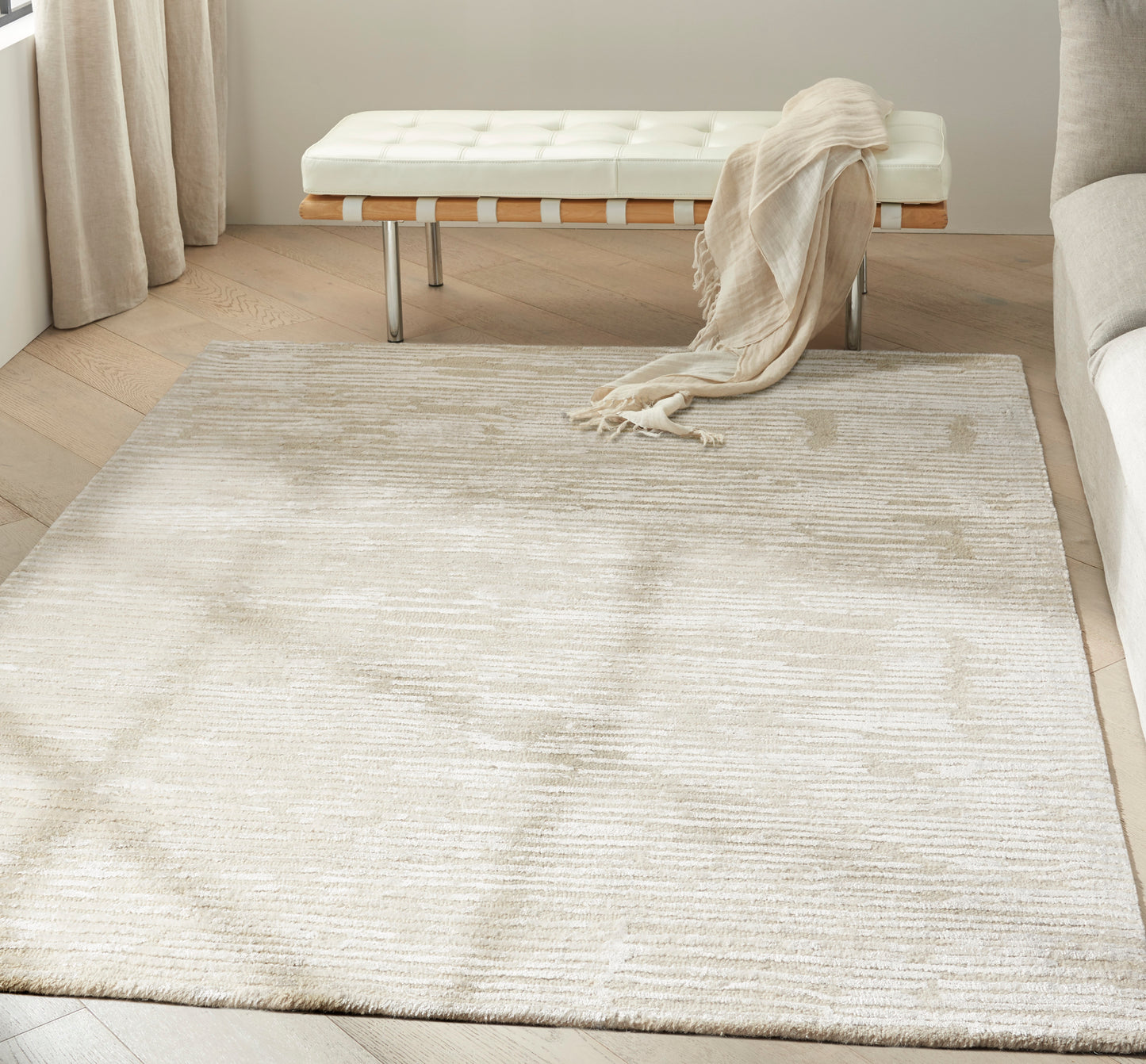 Calvin Klein CK010 Linear 5'3" x 7'3" Ivory Modern Indoor Rug