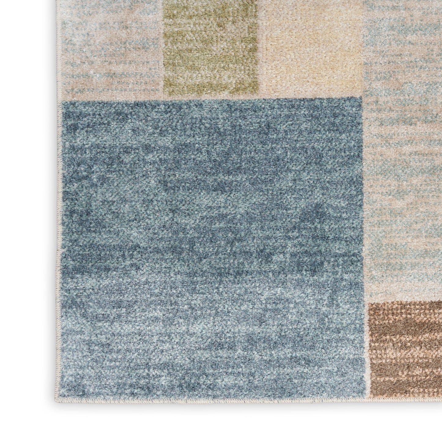 Nourison Astra Machine Washable 3'3" x 5' Blue Green Multi Modern Indoor Rug