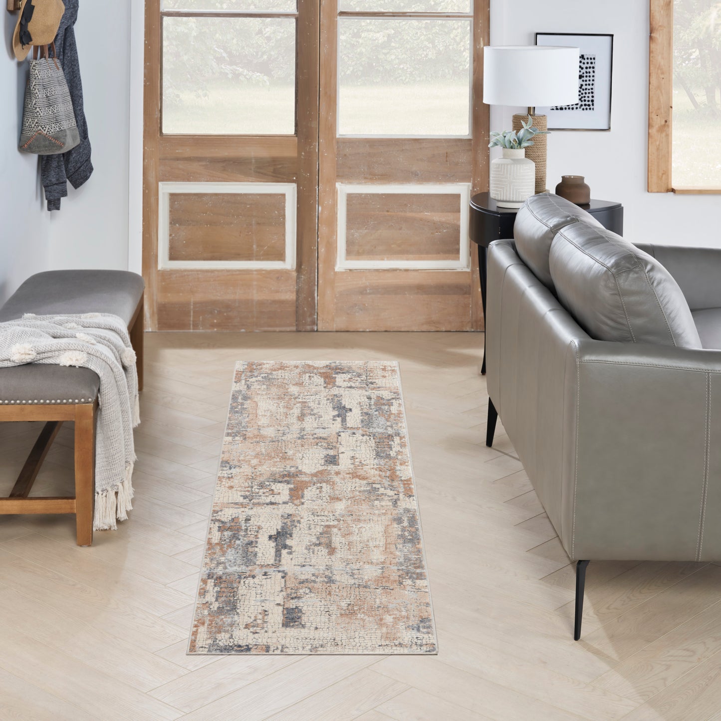 Nourison Rustic Textures 2'2" x 7'6" Beige Grey Modern Indoor Rug