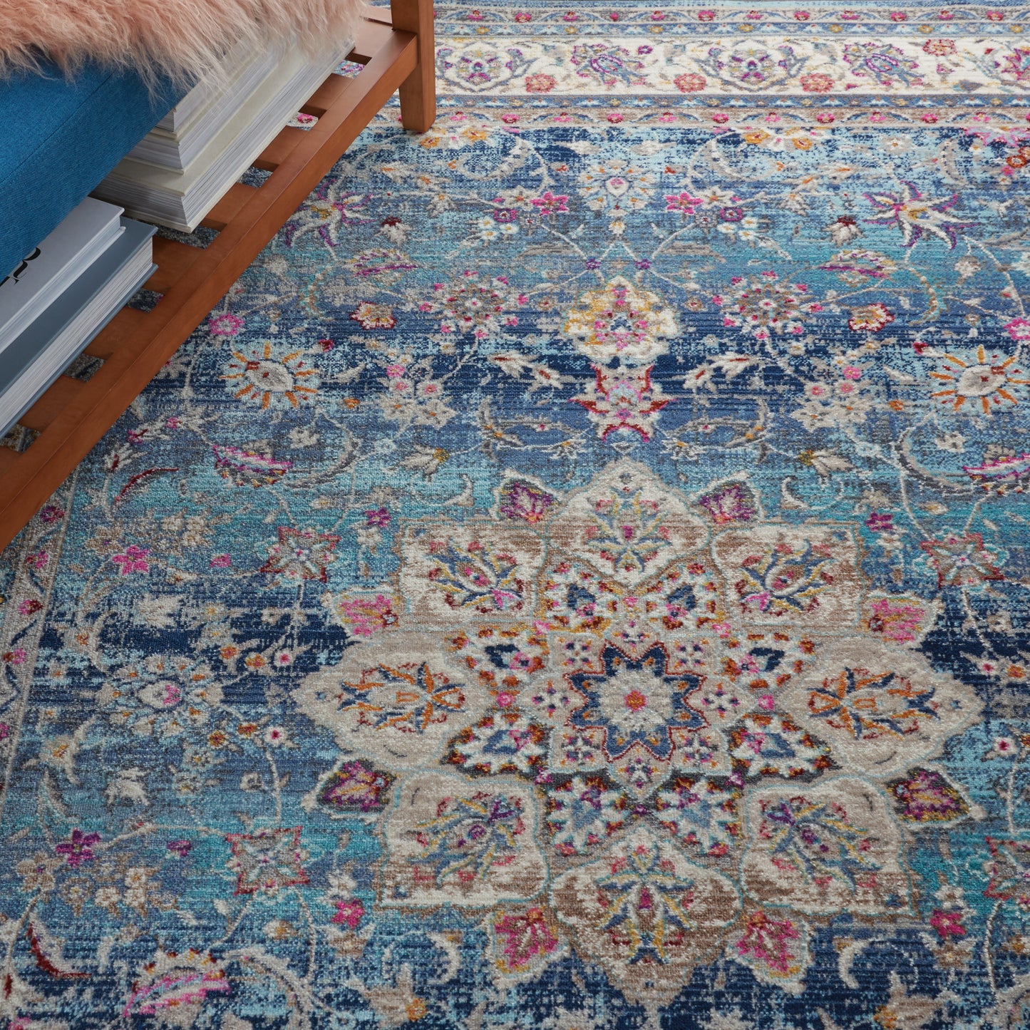 Nourison Vintage Kashan 4' x 6' Blue Vintage Indoor Rug