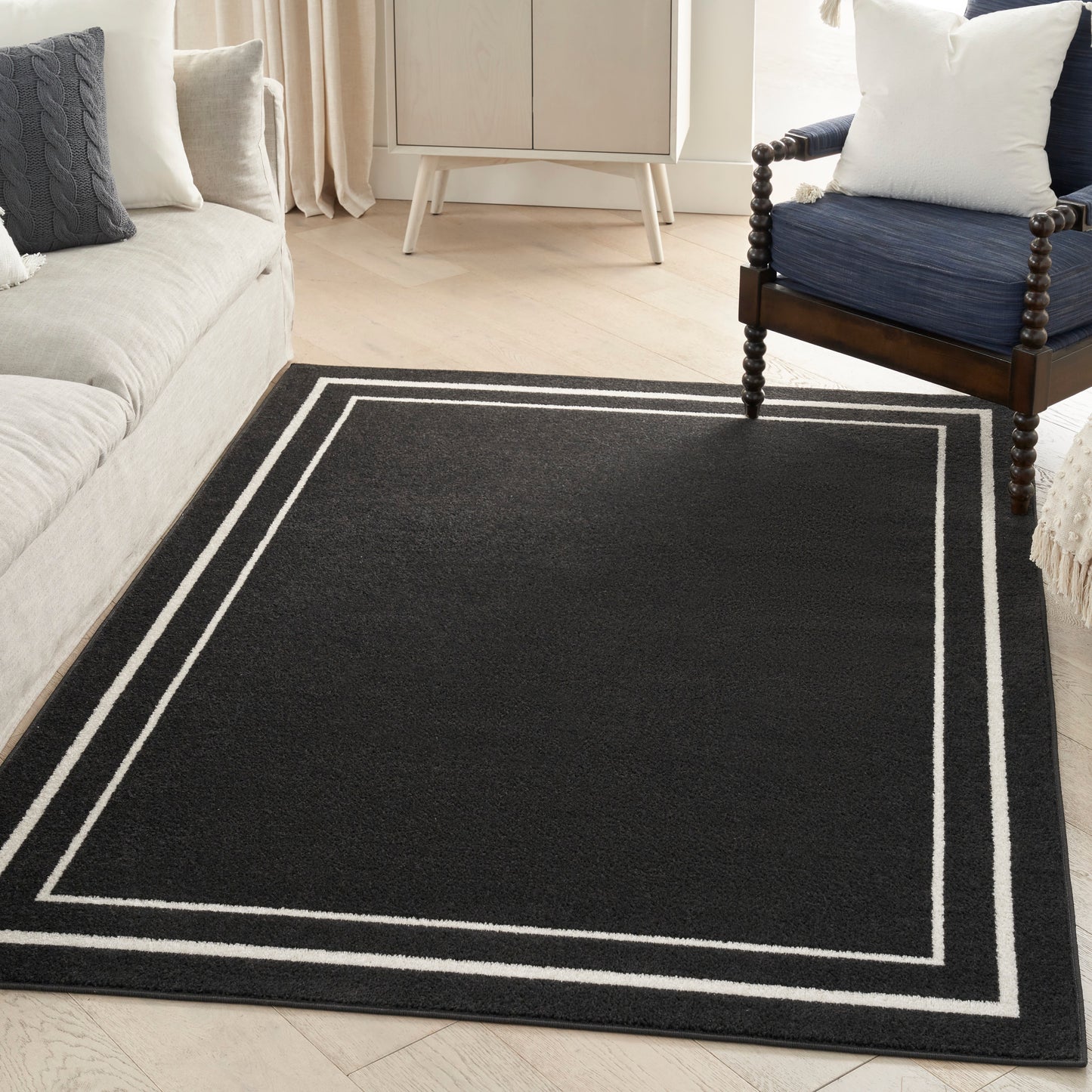 Nourison Nourison Essentials 4' x 6' Black Ivory Contemporary Rug