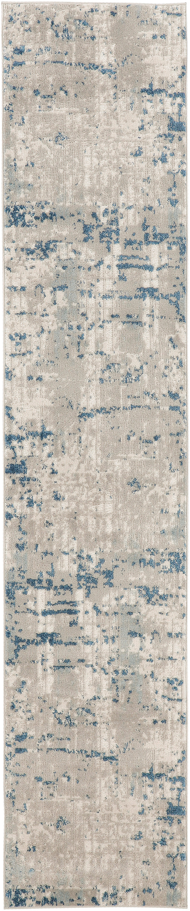 Nourison Quarry 2'2" x 7'6" Ivory Grey Blue Modern Indoor Rug