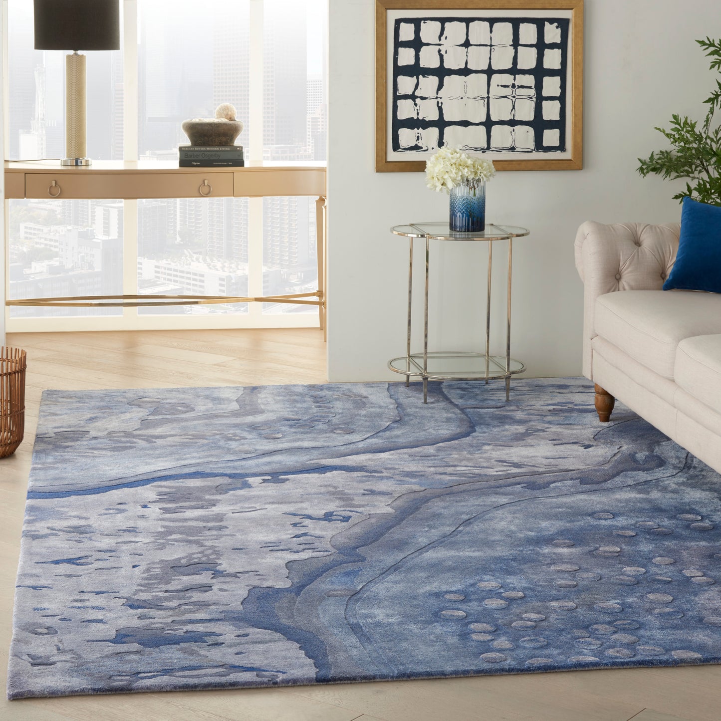 Nourison Prismatic 7'9" x 9'9" Blue Modern Indoor Rug