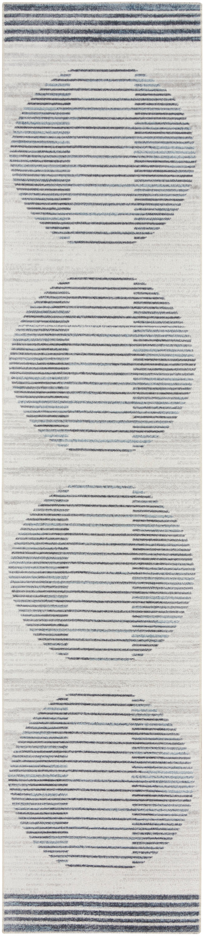 Nourison Astra Machine Washable 2'2" x 8' Ivory Blue Mid-Century Modern Indoor Rug