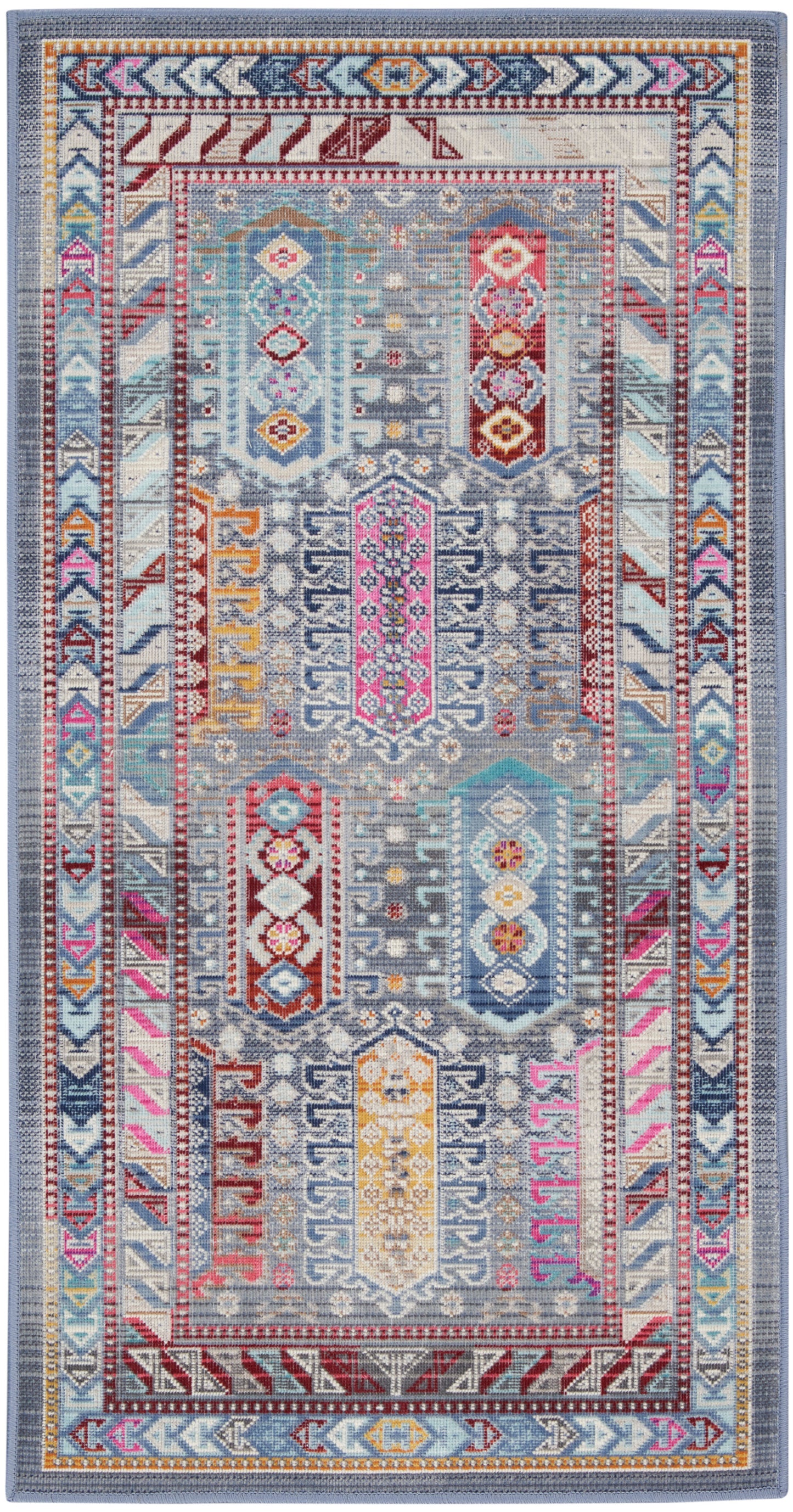 Nourison Vintage Kashan 2' x 4' Grey/Multi Bohemian Indoor Rug