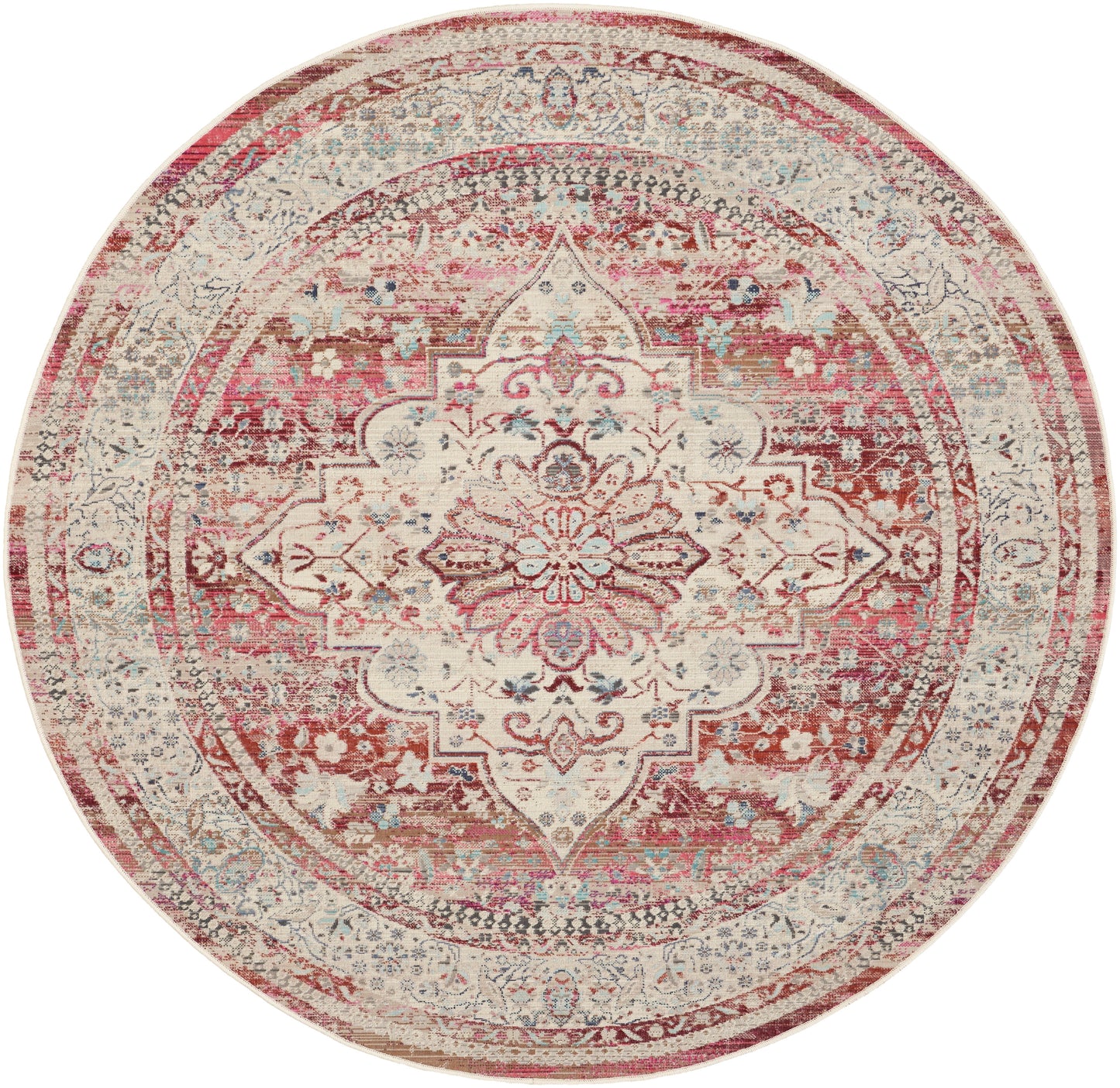 Nourison Vintage Kashan 6' x Round Red/Ivory Vintage Indoor Rug