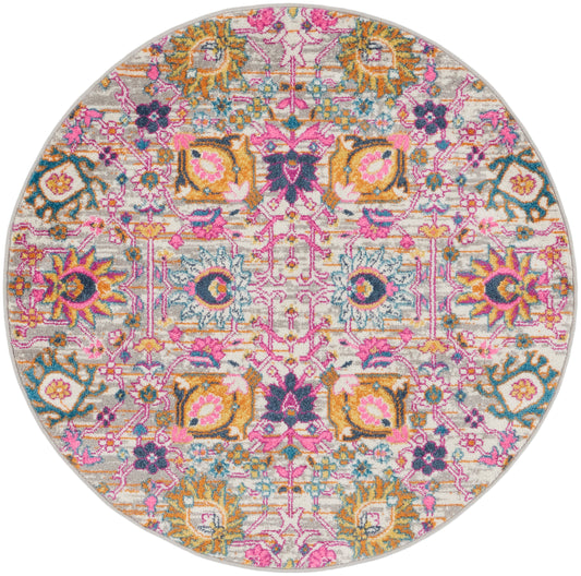 Nourison Passion 4' x Round Silver Bohemian Indoor Rug