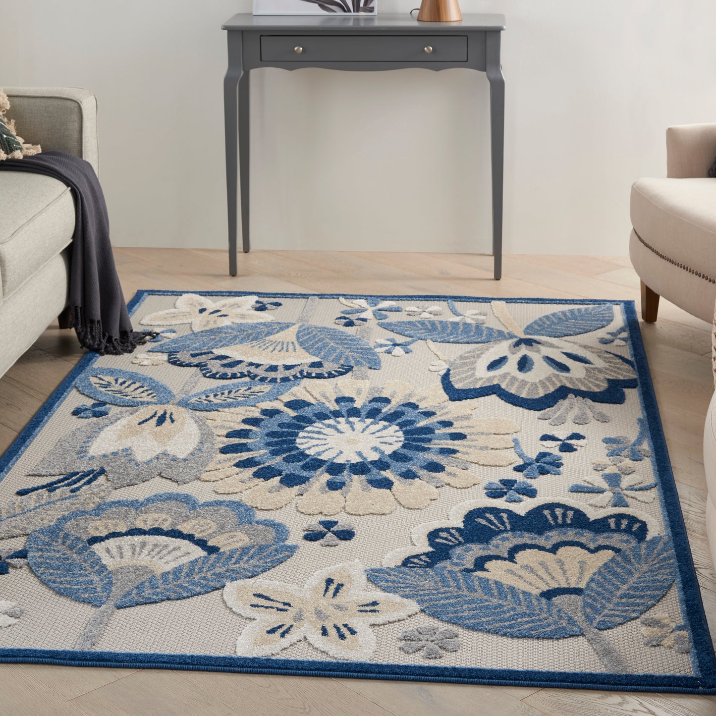 Nourison Aloha 6' x 9' Blue Grey Contemporary Rug