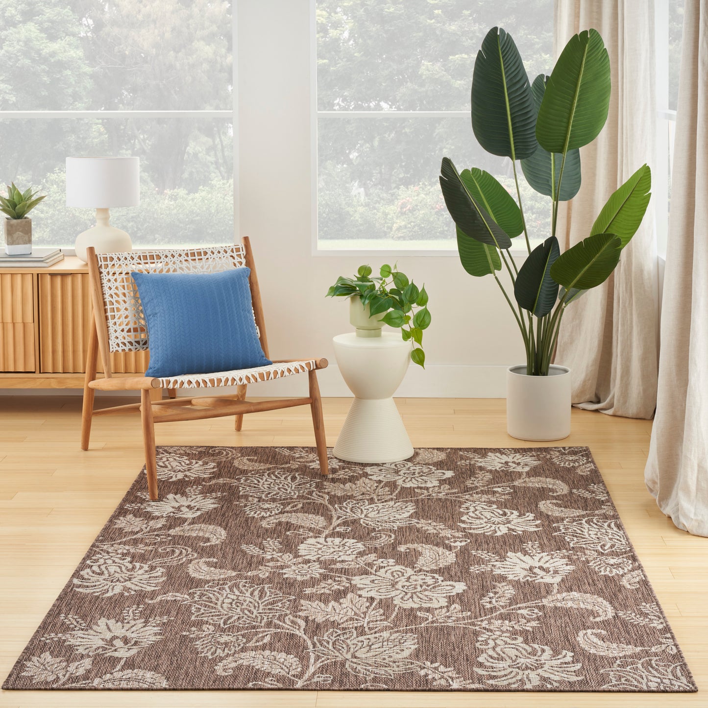 Nourison Garden Oasis 5' x 7' Mocha Tropical Rug