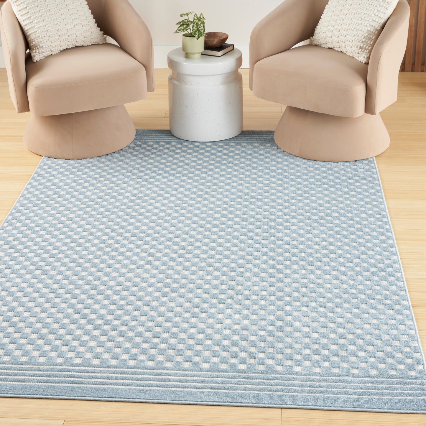 Nourison Care Free 3'11" x 5'11" Blue Modern Indoor Rug