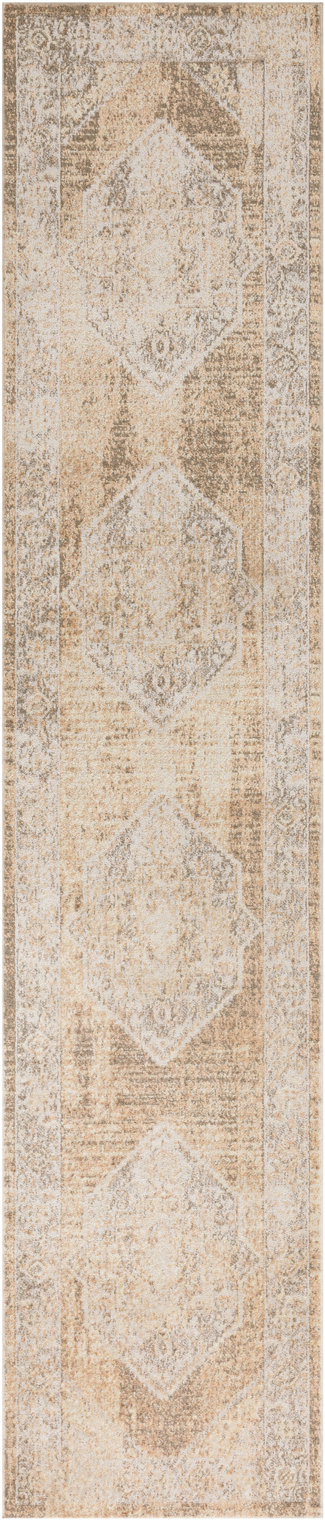 Nourison Astra Machine Washable 2'2" x 8' Beige Vintage Indoor Rug