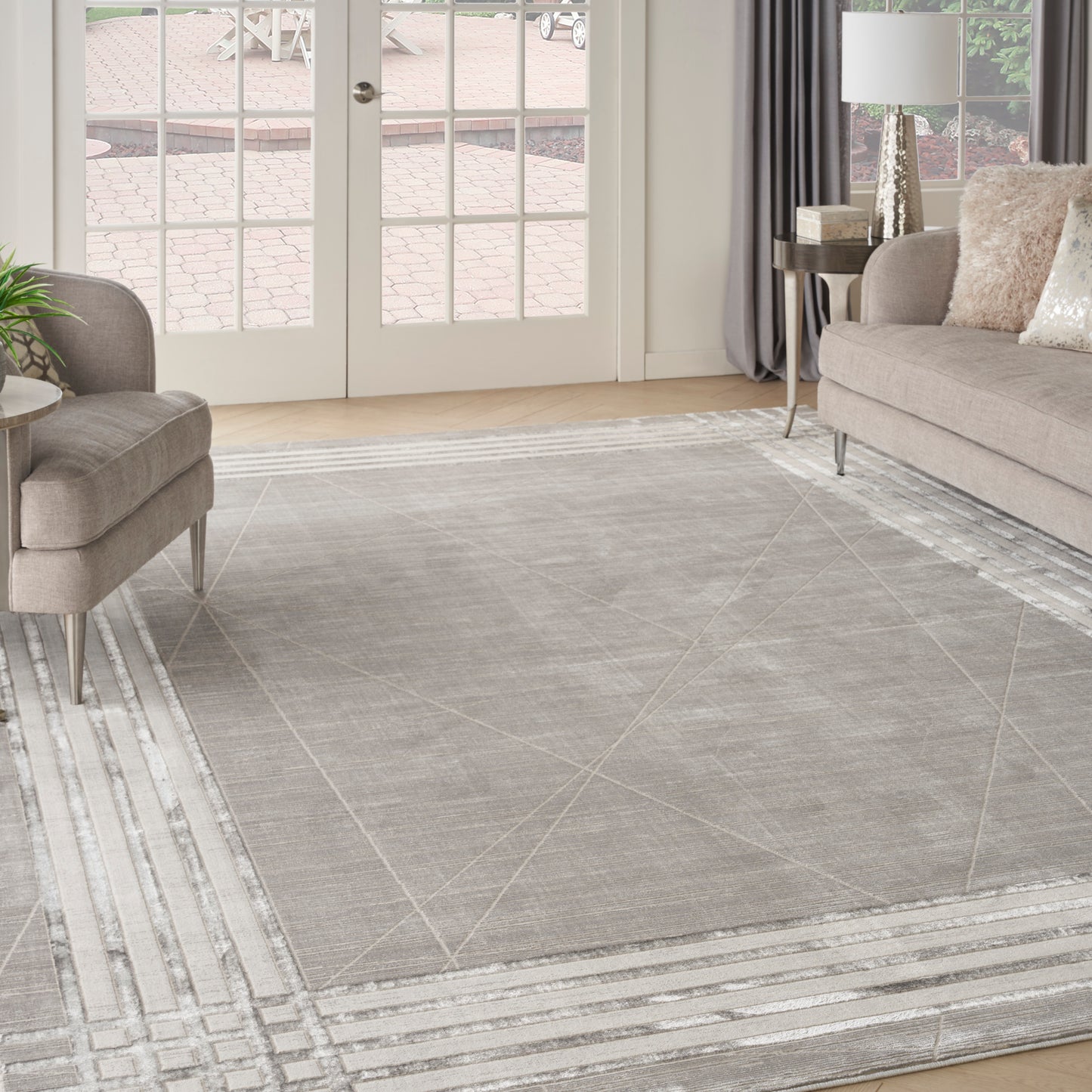 Nourison Desire 7'10" x 9'10" Grey Silver Modern Indoor Rug