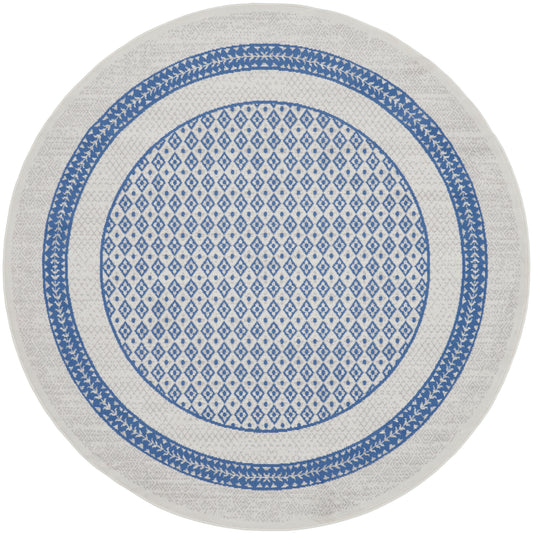 Nourison Whimsicle 8' x Round Ivory Blue Farmhouse Indoor Rug