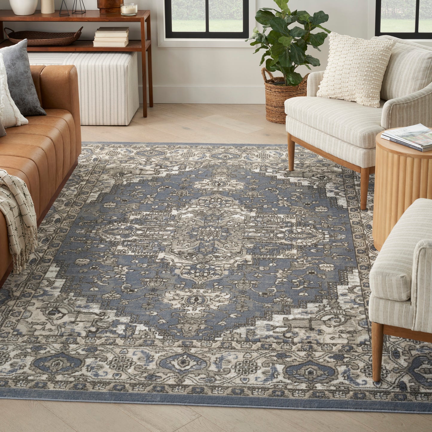 Nourison Quarry 7' x 10' Blue Vintage Indoor Rug