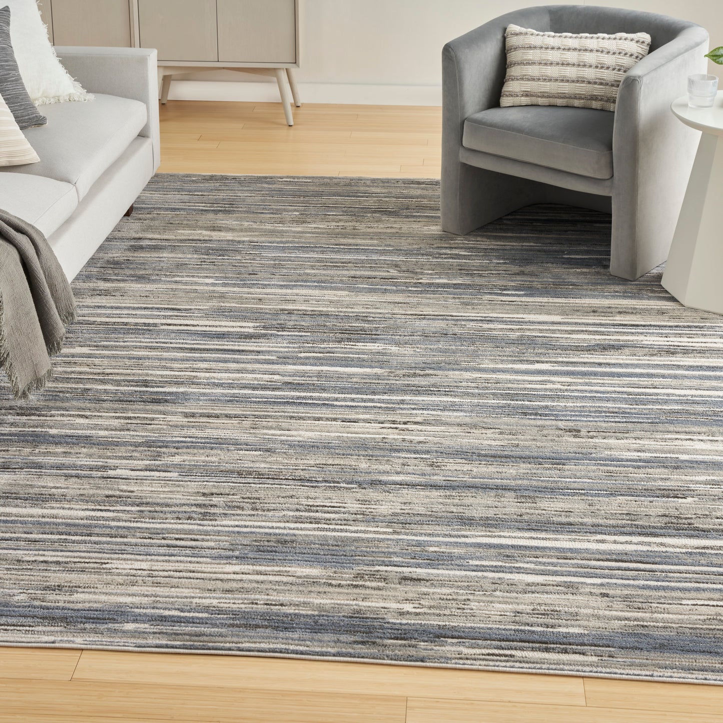 Nourison Serenity Home 7'10" x 9'10" Ivory Grey Blue Modern Indoor Rug