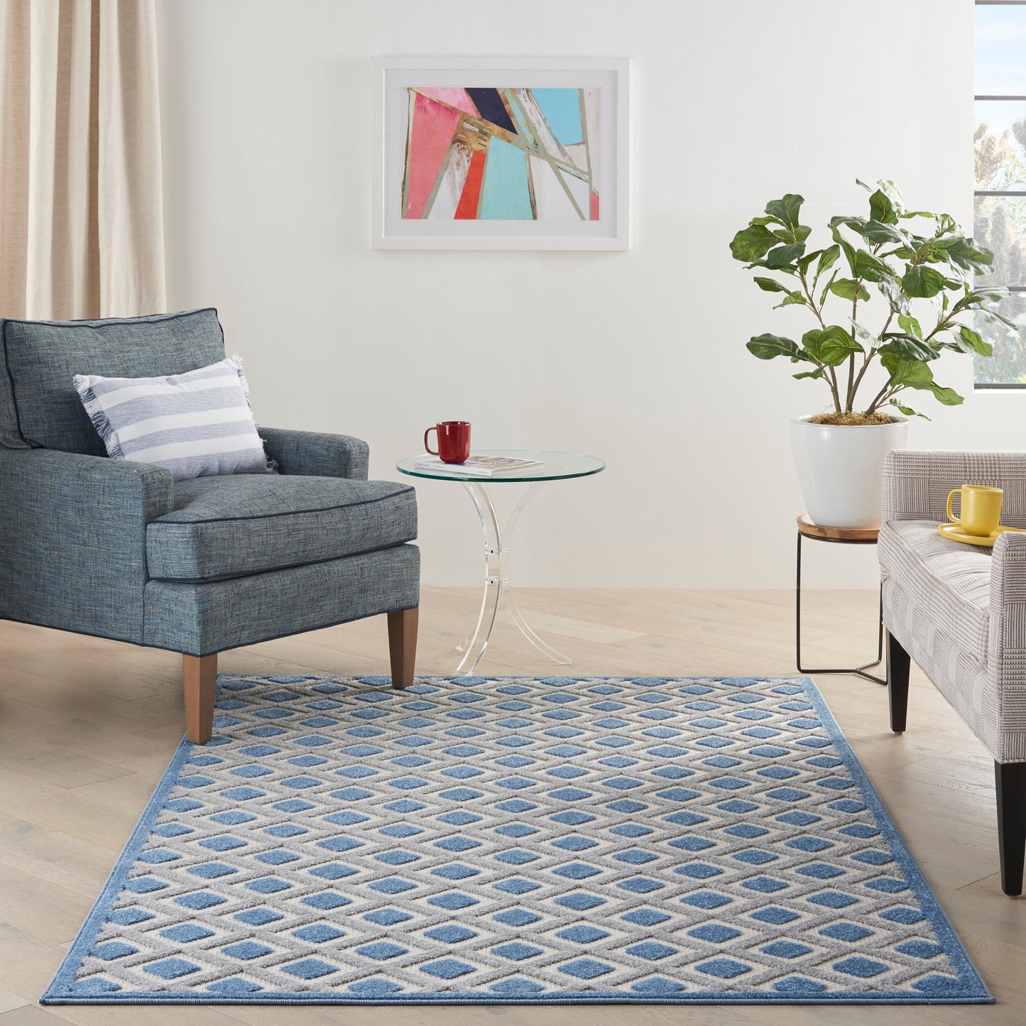 Nourison Aloha 3'6" x 5'6" Blue Grey Modern Rug