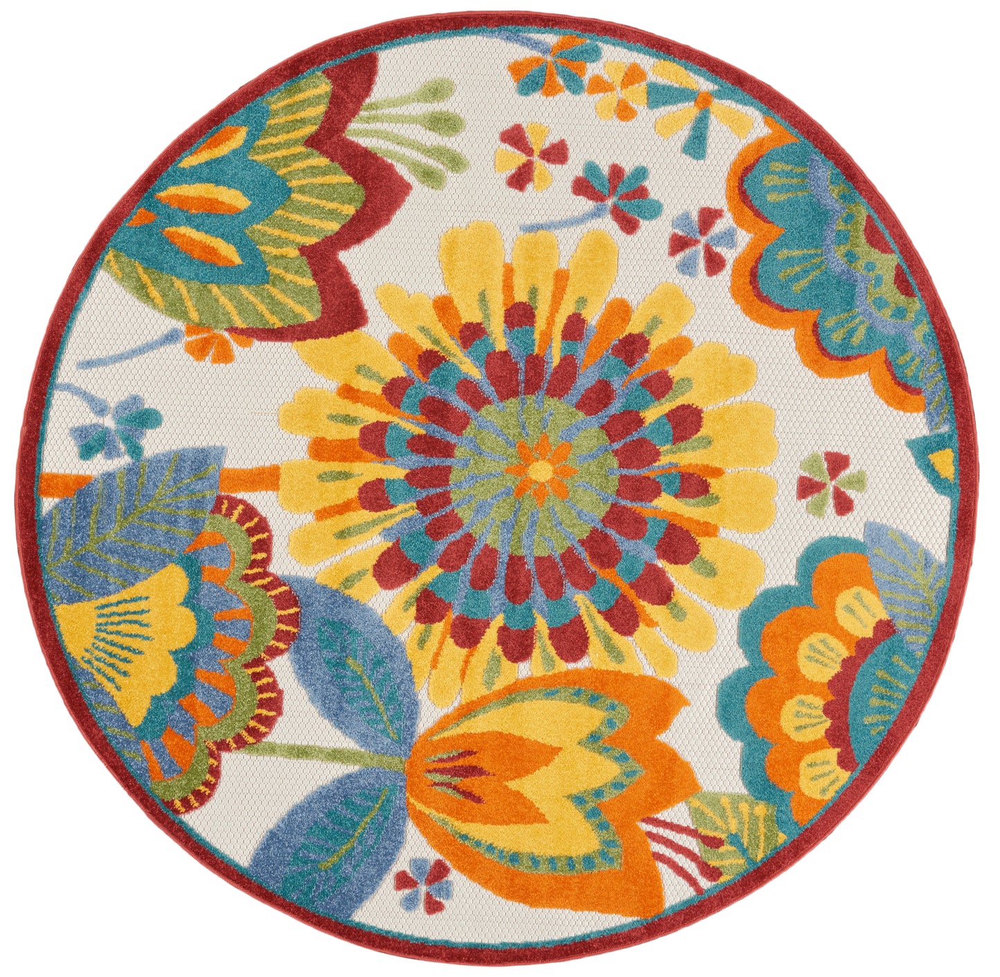 Nourison Aloha 5'3" x Round Multicolor Contemporary Rug