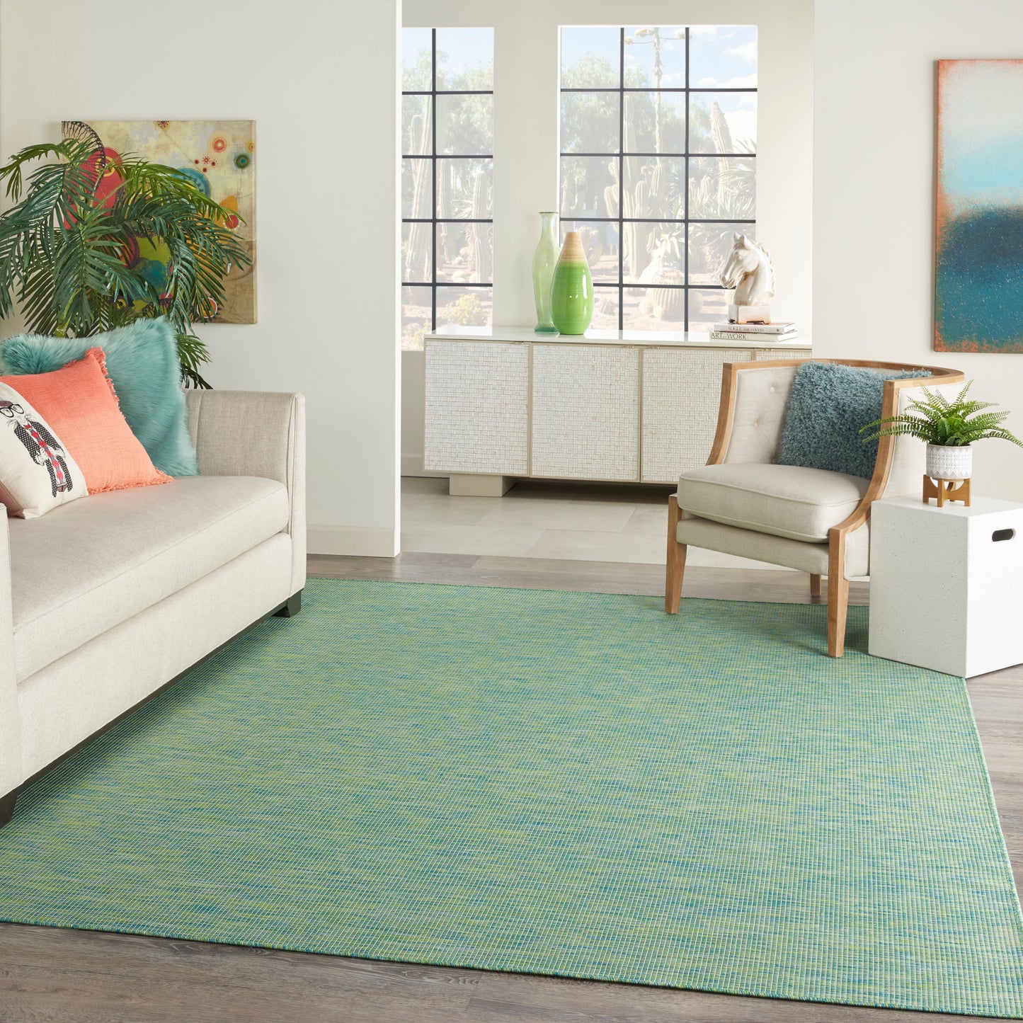 Nourison Positano 10' x 14' Blue Green Modern Rug