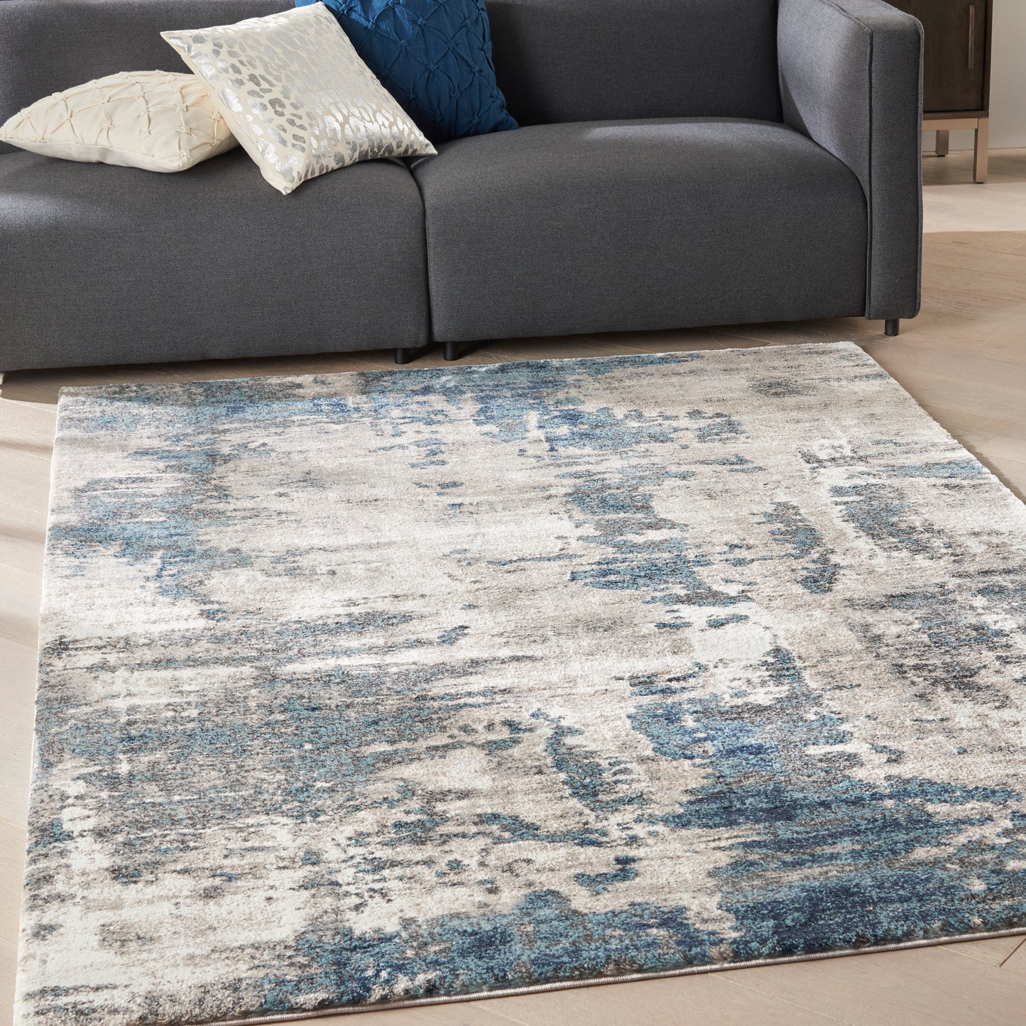 Nourison American Manor 5'3" x 7'3" Ivory Blue Modern Indoor Rug