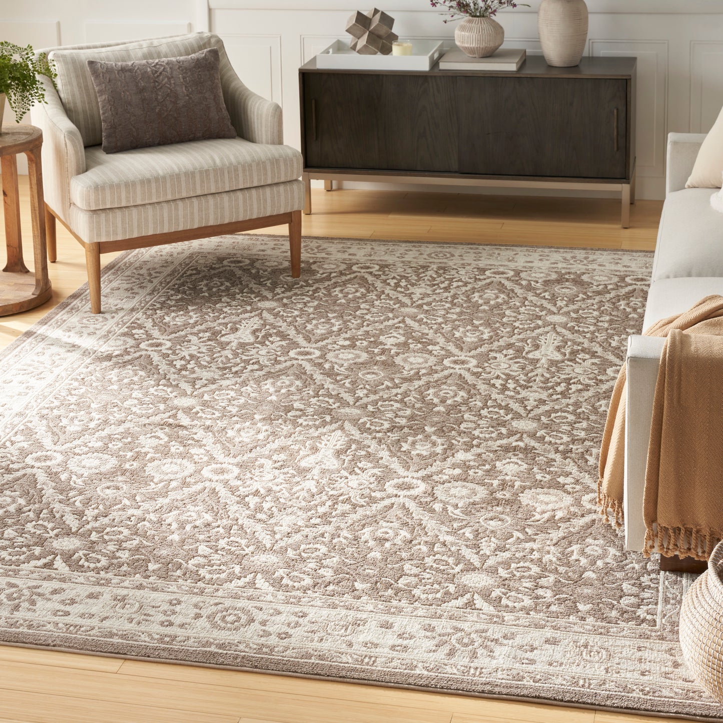 Nourison Eco Cycle 6' x 9' Ivory Mocha Vintage Indoor Rug