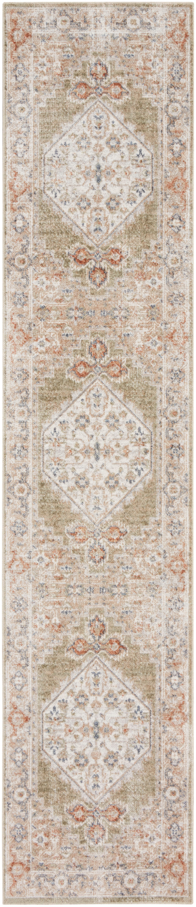 Nourison Astra Machine Washable 2'2" x 8' Sage Multi Vintage Indoor Rug