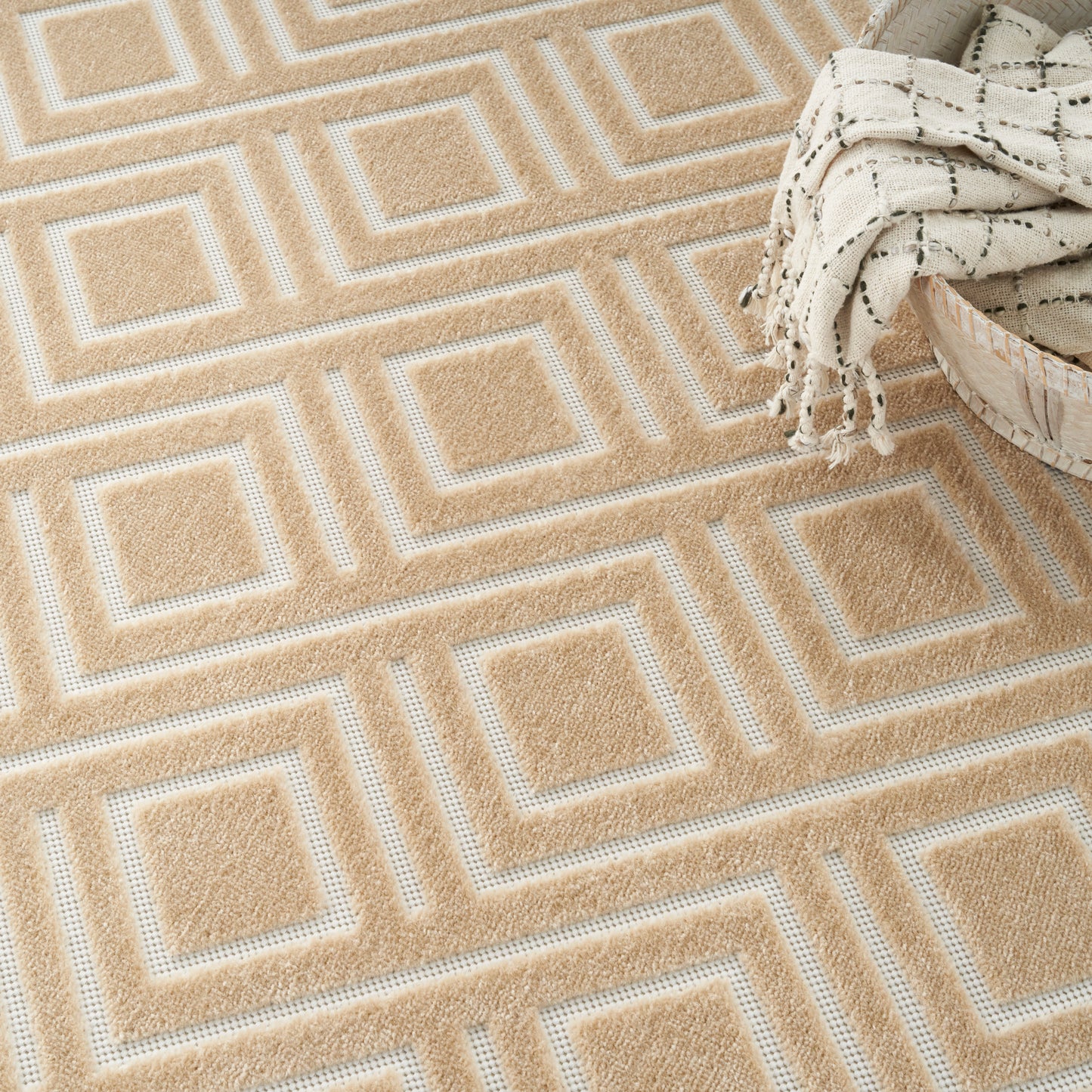 Nourison Care Free 5'3" x 7' Taupe Modern Indoor Rug