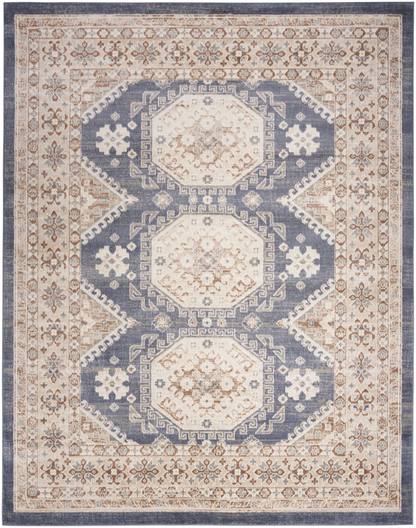 Nourison Serenity Home 5'3" x 7'3" Ivory Blue Vintage Indoor Rug