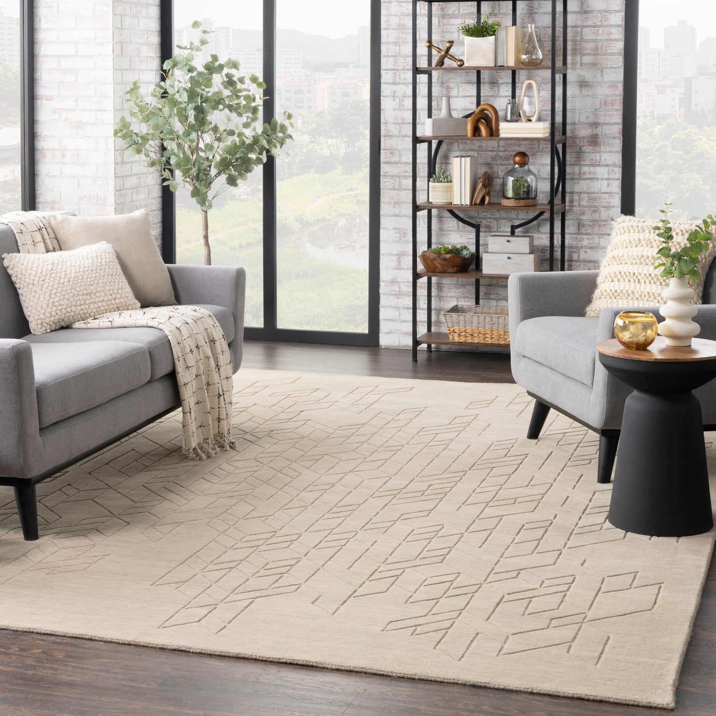 Nourison Alessia 8'6" x 11'6" Beige Modern Indoor Rug