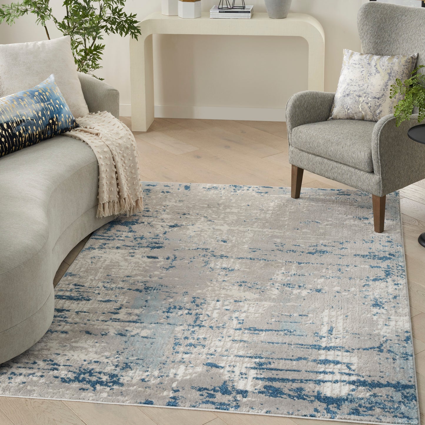 Nourison Quarry 8'10" x 11'10" Ivory Grey Blue Modern Indoor Rug