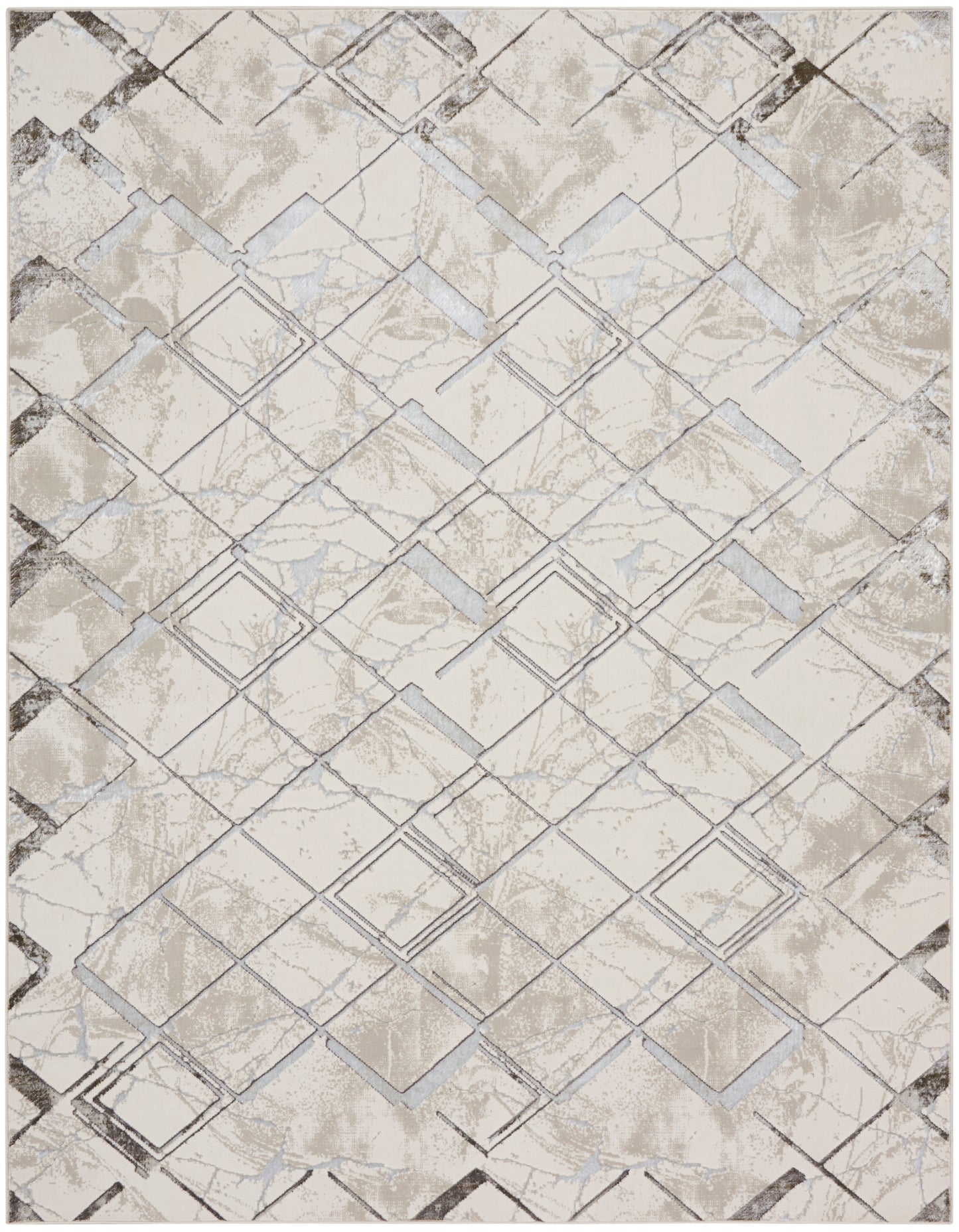 Nourison Glitz 9' x 12' Ivory/Grey Modern Indoor Rug