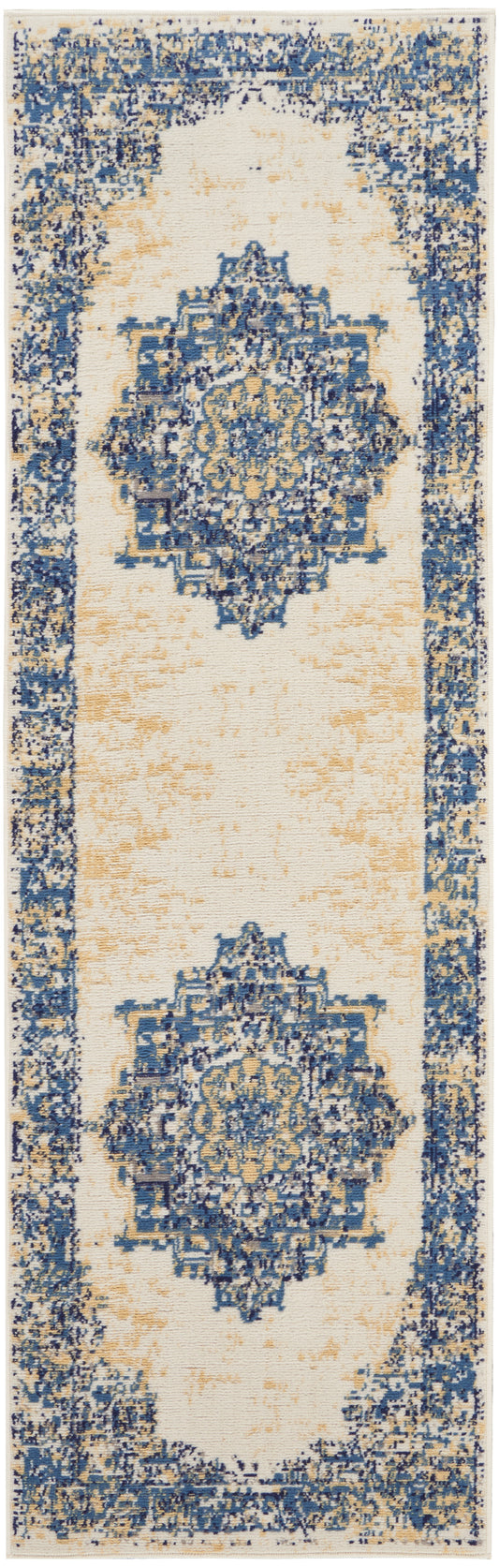 Nourison Grafix 2' x 6' White Vintage Indoor Rug