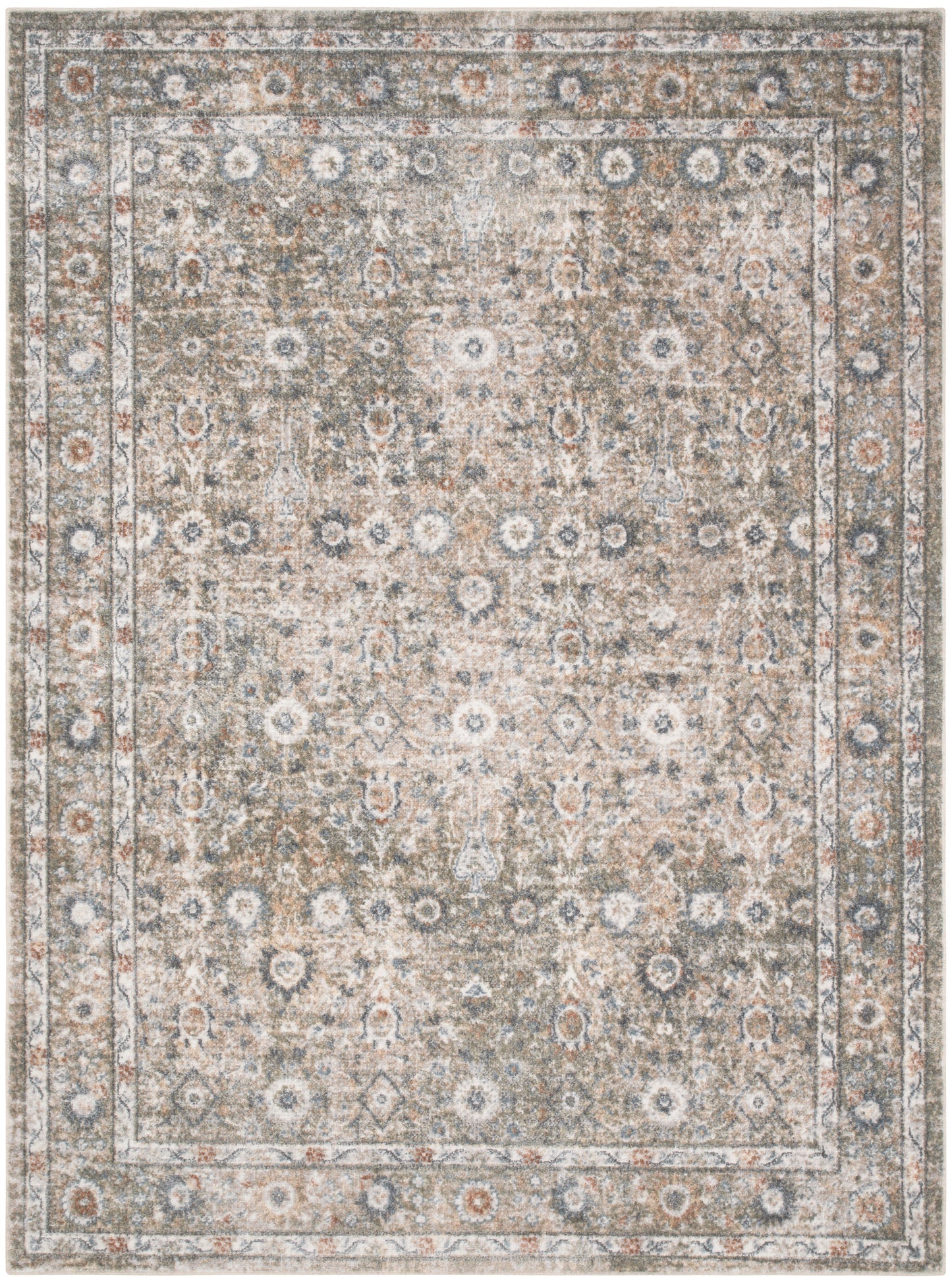 Nourison Astra Machine Washable 5'3" x 7' Gold Grey Vintage Indoor Rug