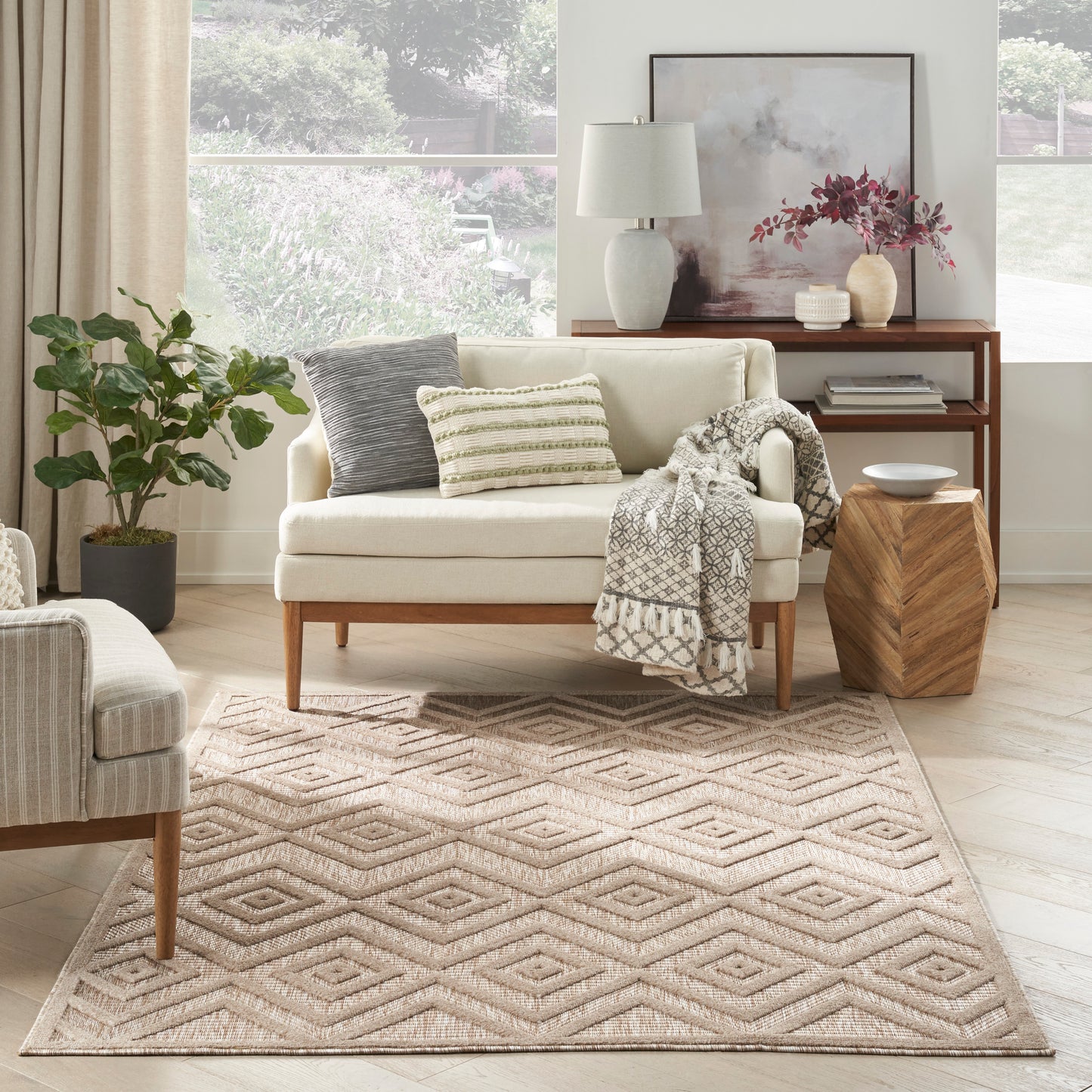 Nourison Versatile 4' x 6' Natural Beige Modern Rug