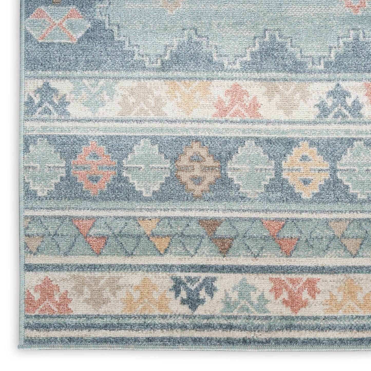 Nourison Washable Decor 5'3" x 7' Light Blue Bohemian Indoor Rug