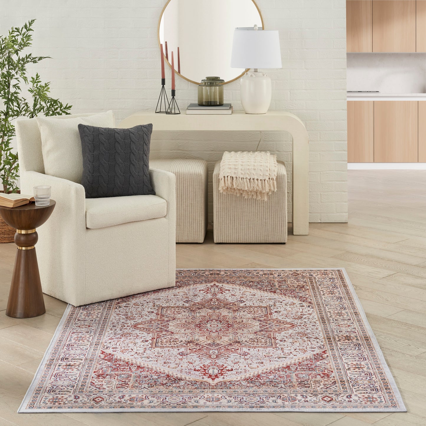 Nourison Vintage Home 3'9" x 5'9" Ivory Red Bohemian Indoor Rug