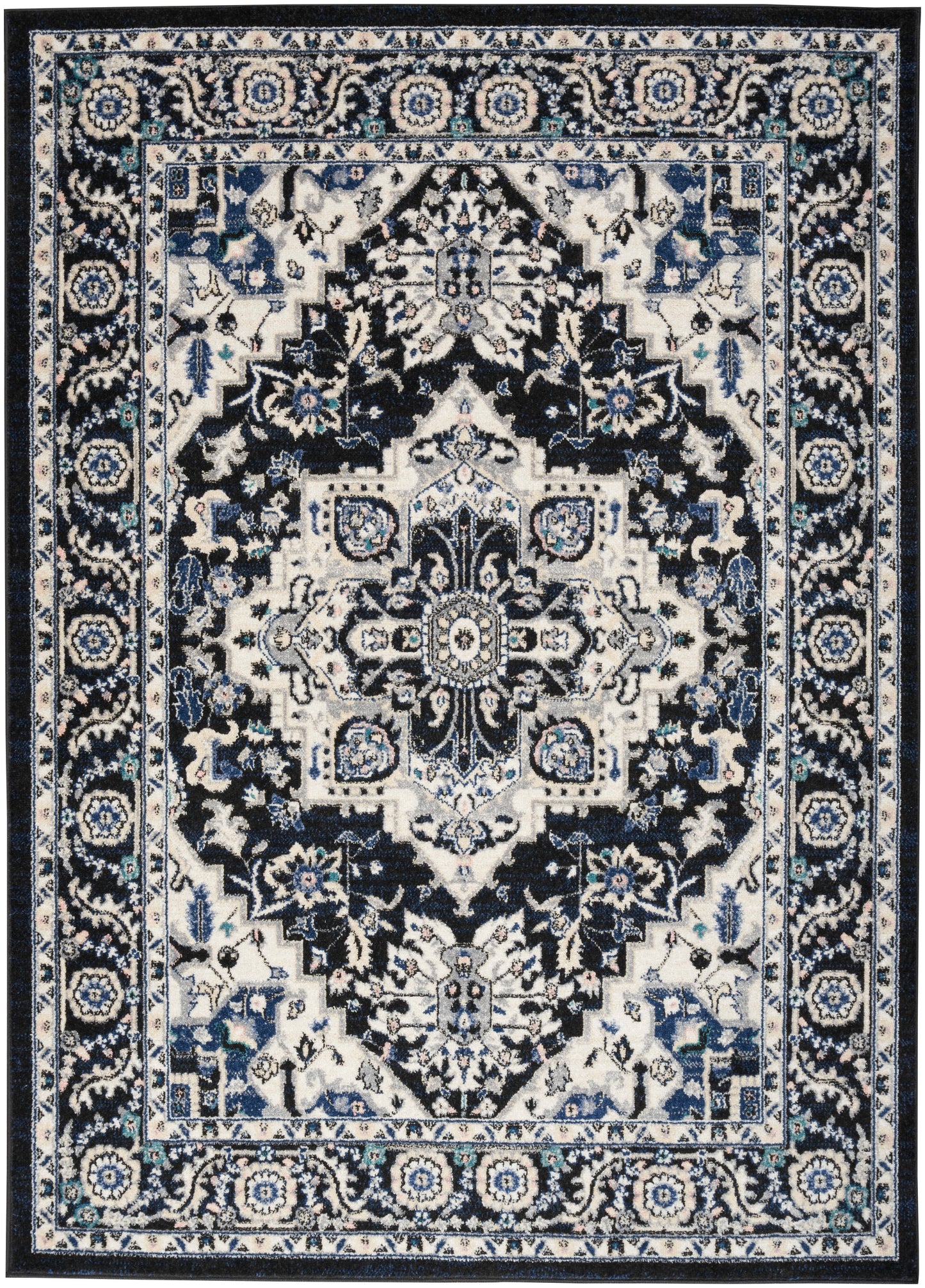 Nourison Passion 5'3" x 7'3" Black Ivory Bohemian Indoor Rug