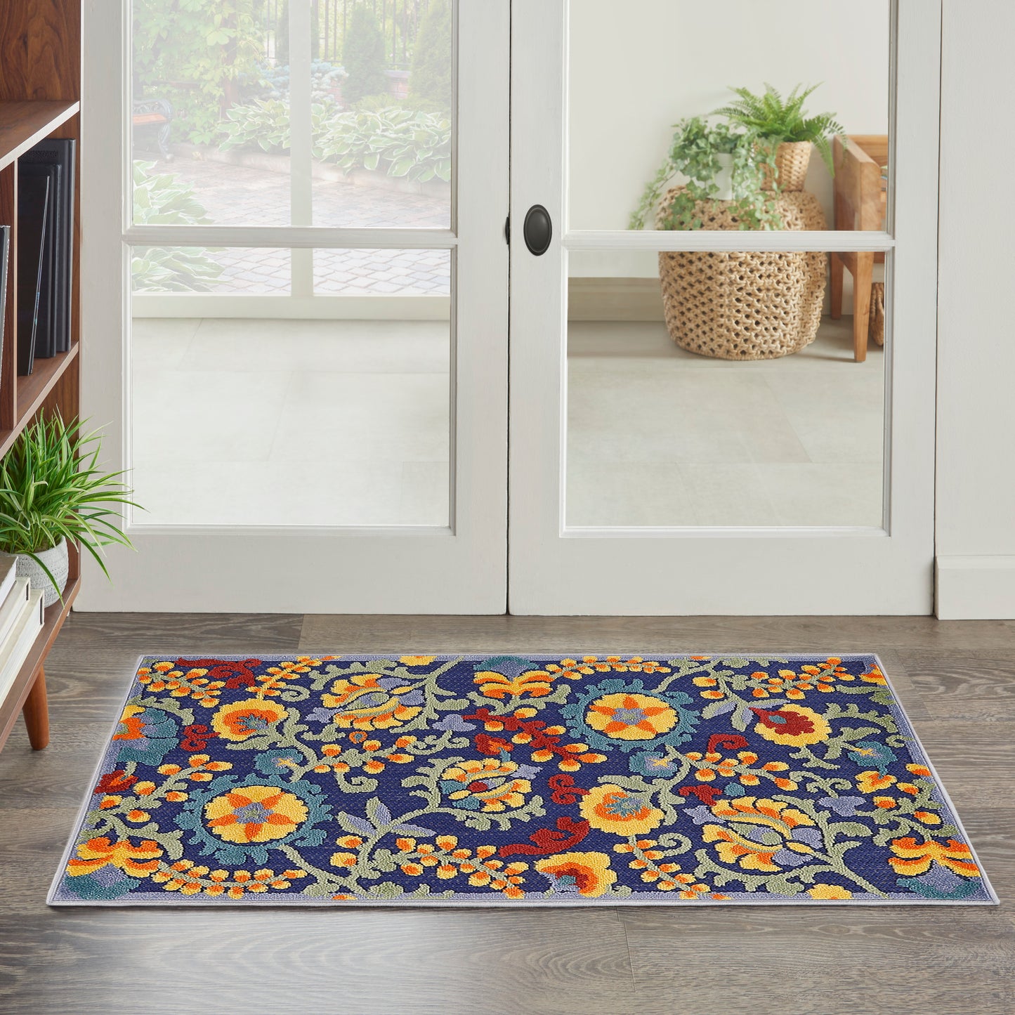 Nourison Aloha 2'8" x 4' Navy Multicolor Outdoor Rug