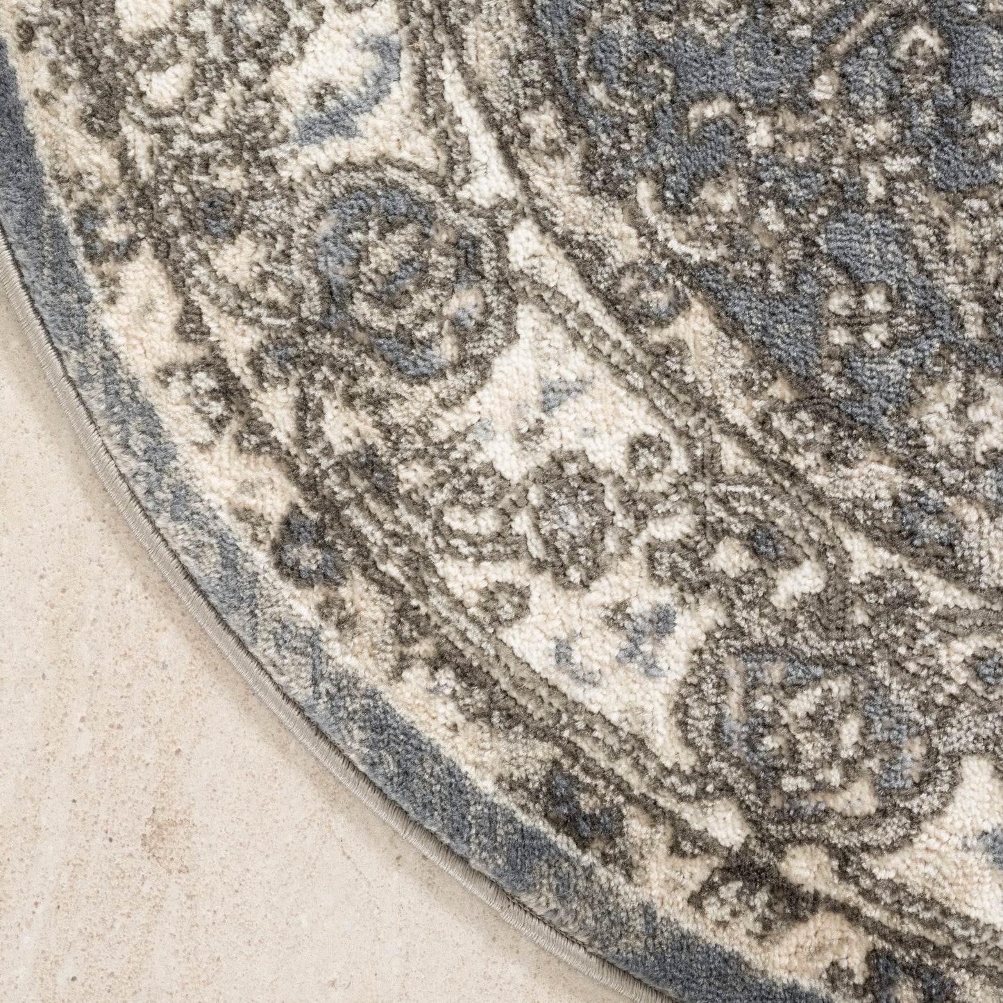 Nourison Quarry 4' x Round Blue Vintage Indoor Rug