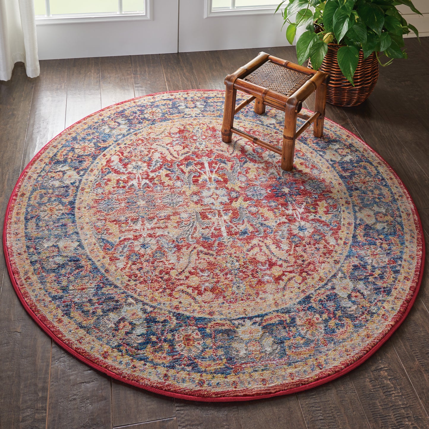 Nourison Ankara Global 4' x Round Red Vintage Indoor Rug