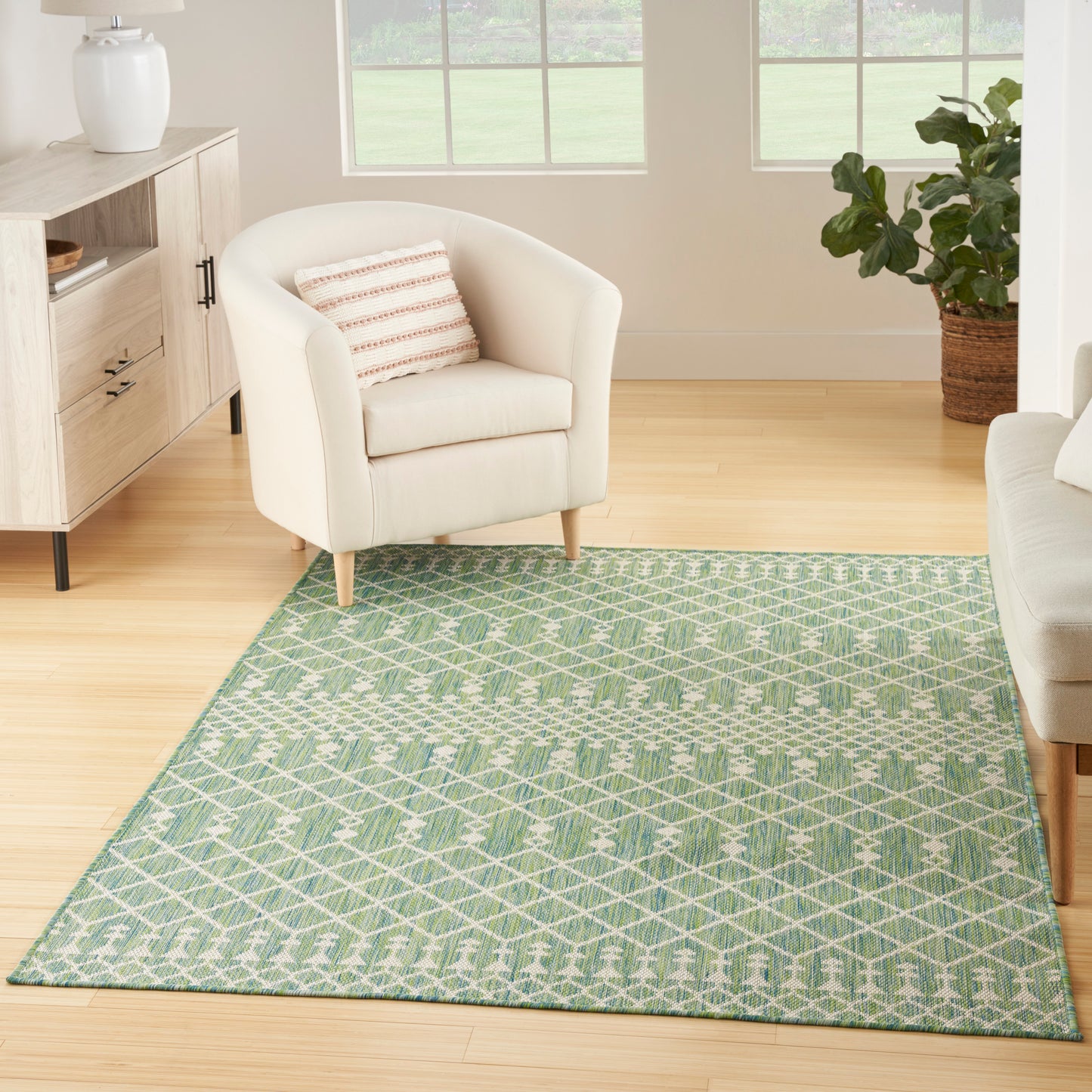 Nourison Positano 6' x 9' Blue Green Modern Rug