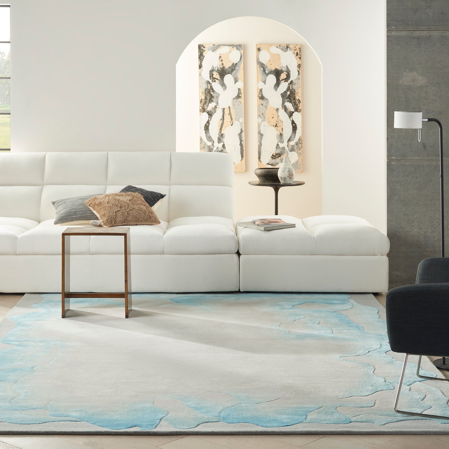 Nourison Prismatic 9'9" x 13'9" Sea Mist Blue Modern Indoor Rug