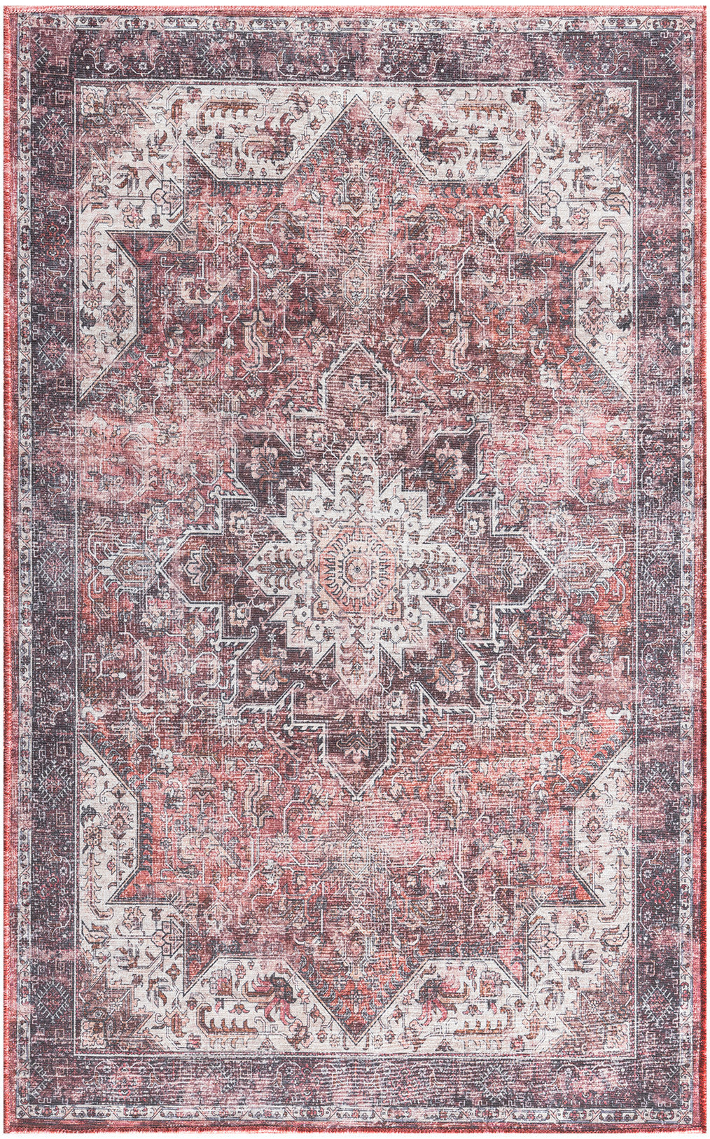 Nourison Nourison Washables 3' x 5' Red Vintage Indoor Rug