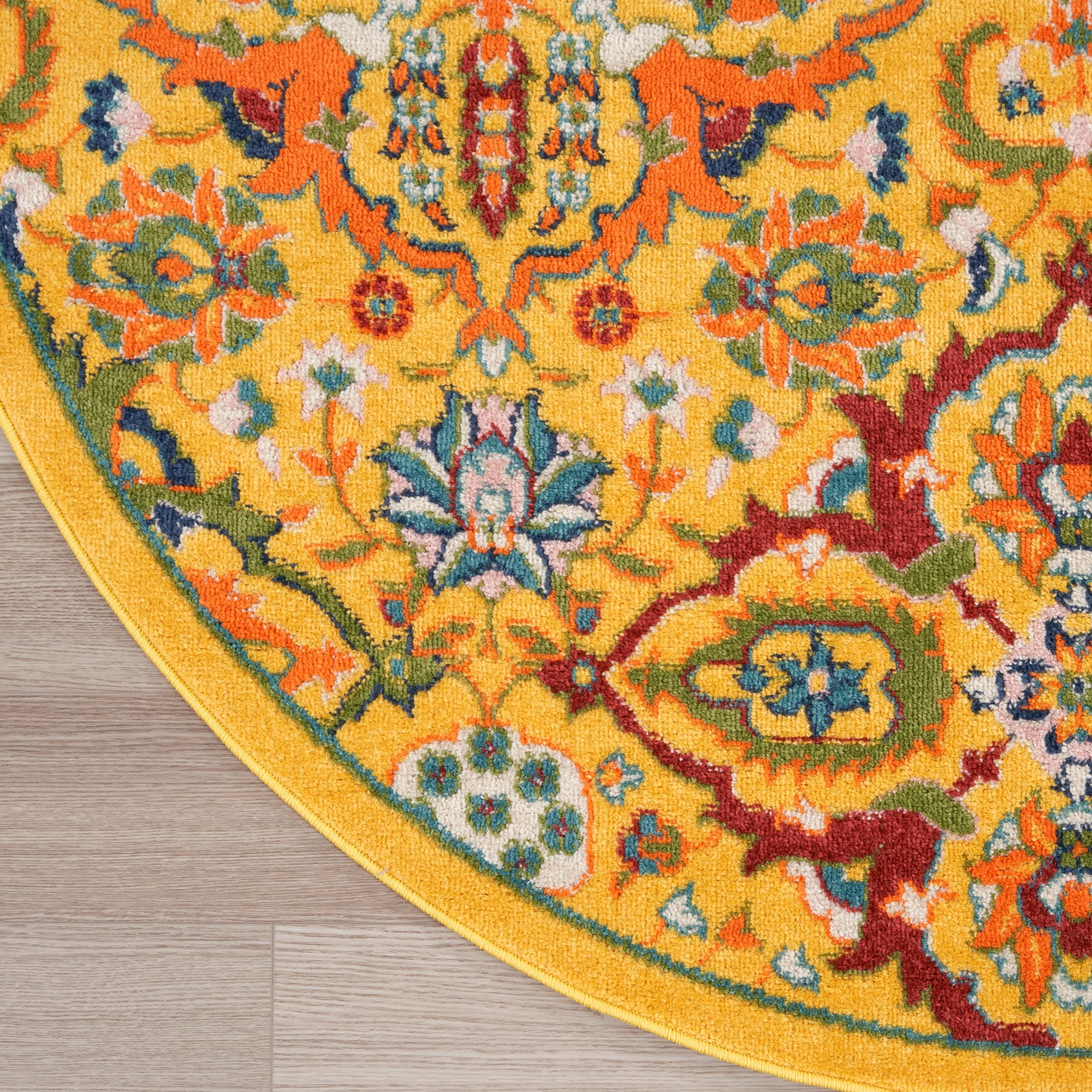 Nourison Allur 5'3" x Round Yellow Multicolor Bohemian Indoor Rug